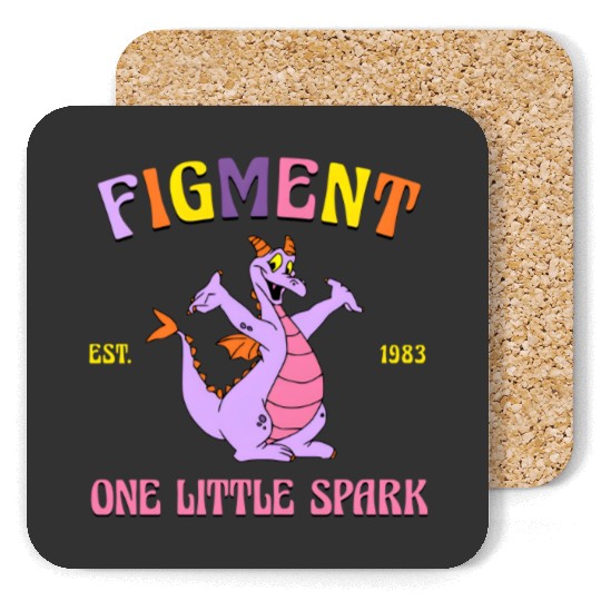 Retro Figment Coasters, Figment Est 1983, One Little Spark, Journey Into Imagination, Disneyland Coasters