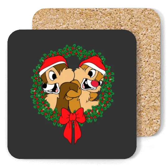 Disney Chip and Dale Christmas Wreath Coasters, Disney Chip