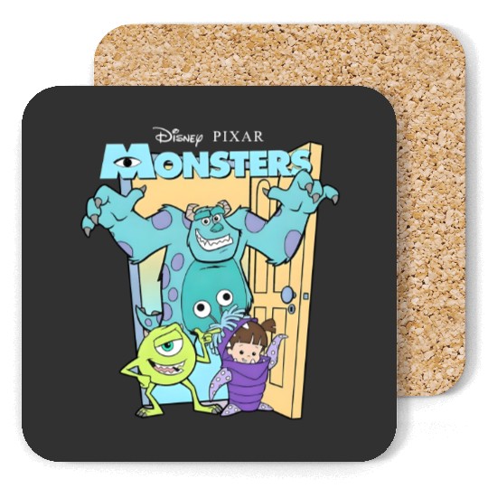 Retro Disney Pixar Monsters Inc. Mike Sully Boo Group Poster Coasters, Family Matching