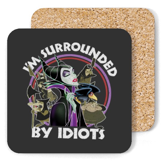 Retro Disney Sleeping Beauty Villains Maleficent Surrounded By Idiots Coasters, Magic Kingdom Coasters