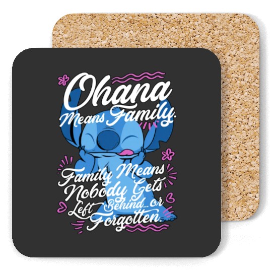 Stitch Day Ohana Means Family Coasters, Disney Stitch Coasters, Disneyland Coasters