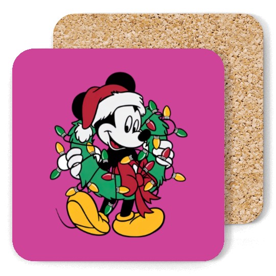 Disney Mickey Mouse Christmas Lights, Christmas Wreath Coasters