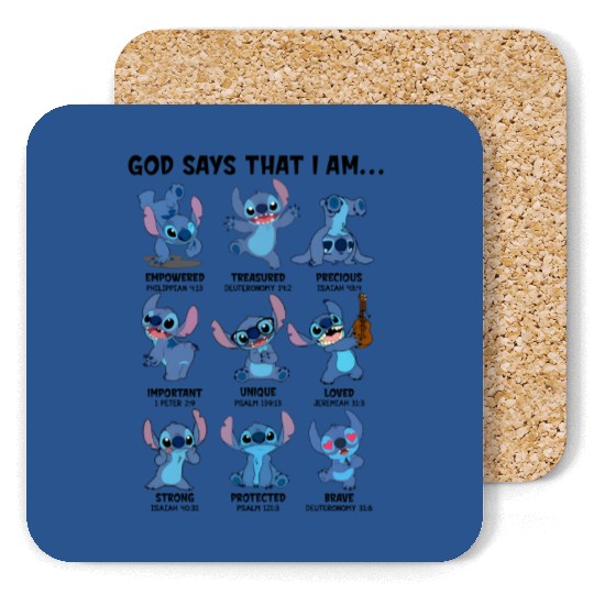 God says that I am Coasters, Disney Stitch Coasters,  Disney Trip Coasters, Disney Family Coasters