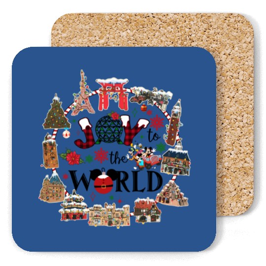 Epcot Christmas Coasters, Joy to the World Coasters, Disney Travel Coasters