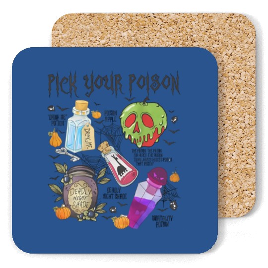 Vintage Pick Your Poison Disney Halloween Coasters, Disneyland Villain Halloween Coasters, Disney Villains Coasters, Disneyworld Coasters