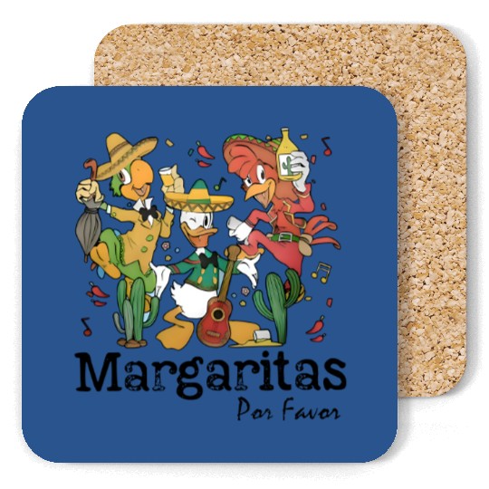 The Three Caballeros Coasters, Retro Disney Margarita Coasters, Margaritas Por Favor, Disney Coasters, Margaritas Epcot Coasters