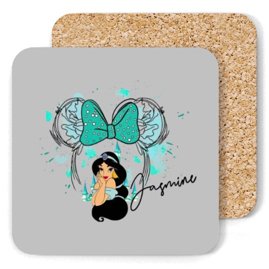 Princess Jasmine, Jasmine Coasters, Watercolor Disney Castle Coasters