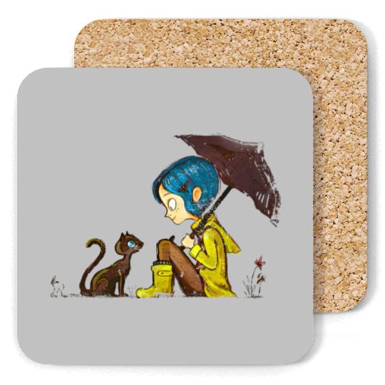 Vintage Coraline Coasters, Vintage Coraline Doll Coasters, Vintage Disney Halloween Party Coasters