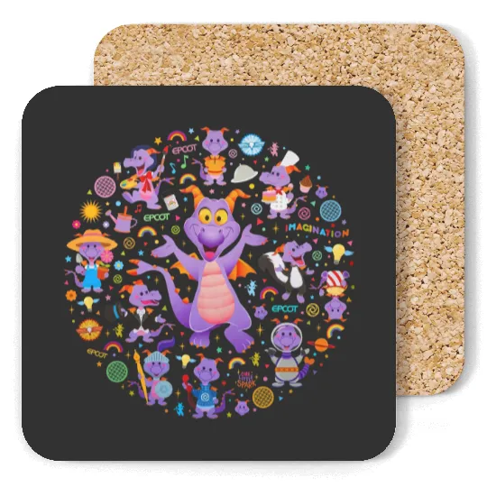 Disney Epcot Figment Coasters, Epcot Figment Coasters, Floral Epcot Coasters