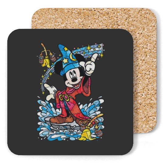 Disney Fantasia Sorcerer Mickey Mouse Magic Wizard Retro Coasters, Magic Kingdom Coasters Family Birthday Gift