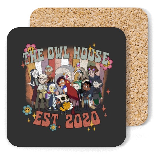 Disney The Owl House Character Coasters, Owl House Hexside School Coasters