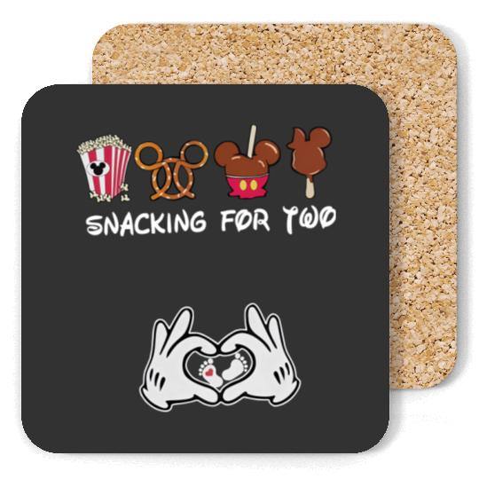  Snacking for Two Pregnancy Announcement Coasters, Funny Disney Mom To Be Coasters