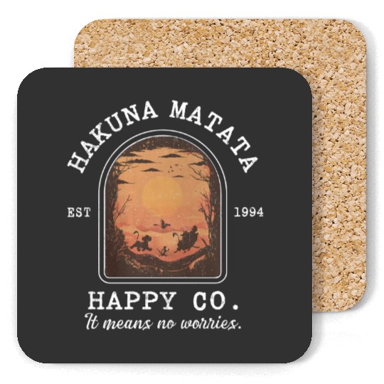  Hakuna Matata Coasters, Happy Co, Retro Disney Lion King Coasters, Animal Kingdom Coasters