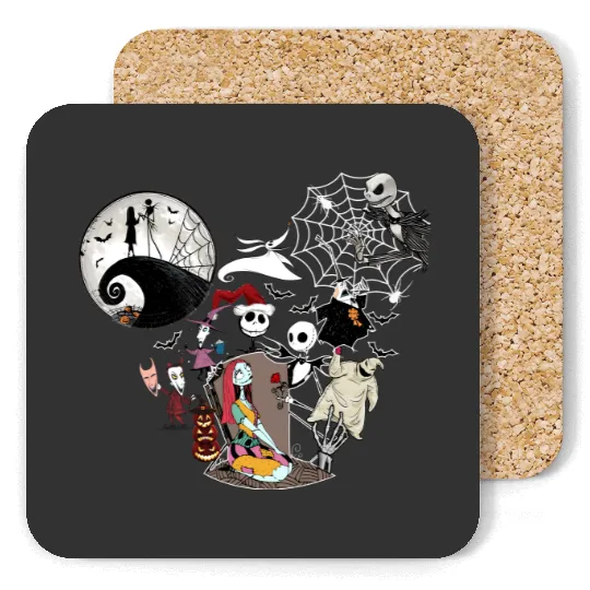 Nightmare Before Christmas Coasters, Disney Nightmare Before Christmas, Jack and Sally,Jack Skellington,Disney Jack Skellington,Halloween Coasters