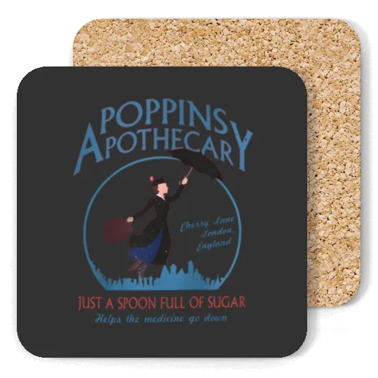 Retro Poppins Apothecary Mary Poppins Coasters, Funny Disney Coasters