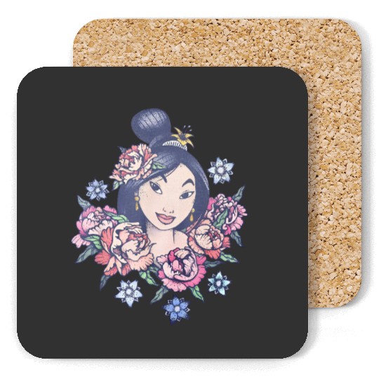 Disney Mulan Floral Sketch Portrait Coasters