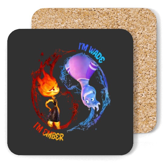 Elemental Coasters, Disney Movie 2023 I'm Wade I'm Ember Couple Matching Coasters