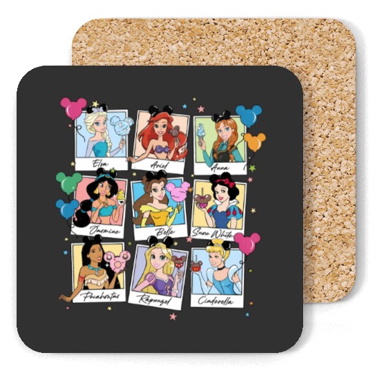 Cute Disney Princess All Characters Group Take Photos Retro Coasters, Magic Kingdom  Coasters