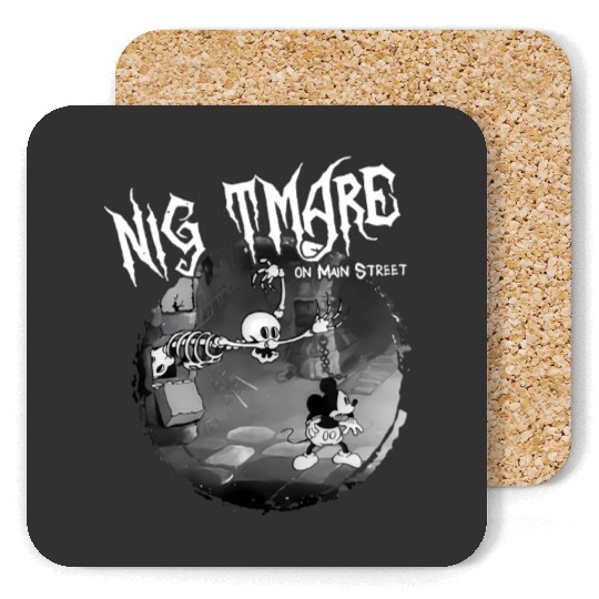 Vintage Disney Halloween Nightmare on Main Street Coasters, The Haunted Mansion Coasters, Mickey and Skeleton Disneyland Halloween Coasters