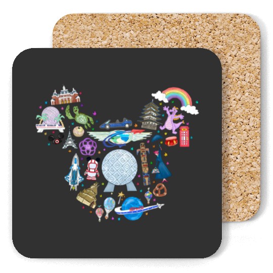 Disney Epcot Matching Coasters for Men, Women and Kids with Mickey Head Ears