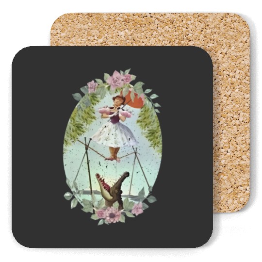 Disney Haunted Mansion Tightrope Walker Coasters, Tightrope Girl Disney Halloween Coasters