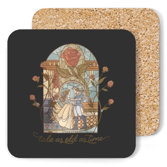 Vintage Tale as Old as Time  Coasters, Retro Beauty and The Beast Unisex Coasters, Disney Princess Belle Coasters