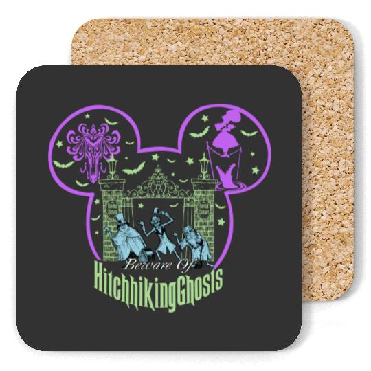 Beware Of Hitchhiking Ghosts Halloween Coasters, Disney Haunted Mansion, Disney Halloween Coasters