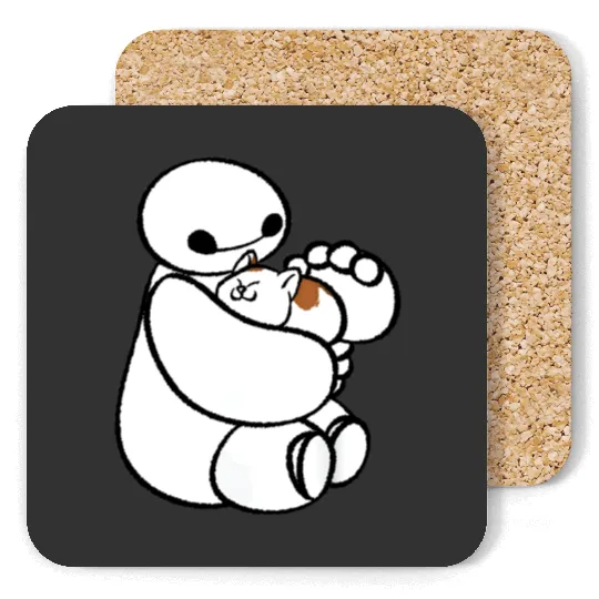 Lovely Baymax With Cat Coasters, Baymax With Cat Disney Coasters, Baymax Coasters, Big Hero 6 Coasters, Disney Gift