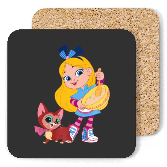 Disney Alices Wonderland Bakery Alice and Dinah Premium Coasters, Magic Kingdom Trip Unisex Coasters