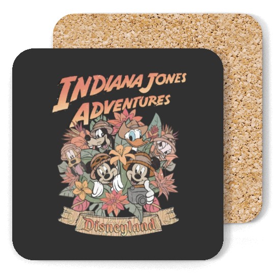 Retro Disney Indiana Jones Coasters,  Indiana Jones Adventure Coasters, Floral Mickey Safari Coasters, Animal Kingdom Coasters