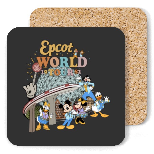 Disney Epcot World Tour Coasters, Retro Disney Epcot Coasters, Mickey And Friends Mickey