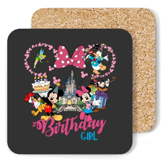 Discover Disney Birthday Girl Coasters, Colorful Disney Birthday Coasters