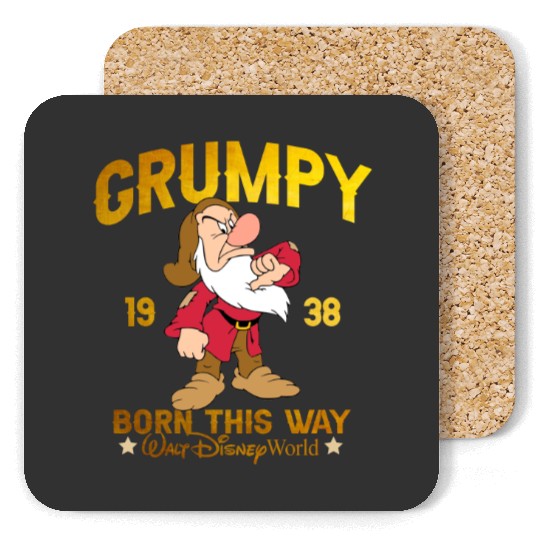 Vintage Grumpy Born This Way 1938 Disney Snow White Grumpy Unisex Coasters