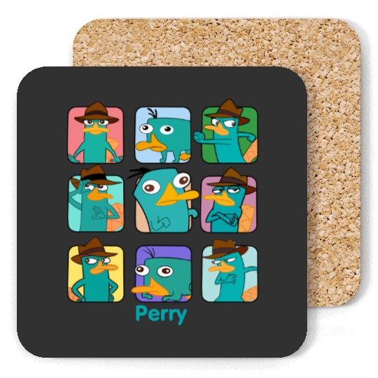 Disney Phineas and Ferb Perry the Platypus Emotions Retro 90s Graphic Coasters
