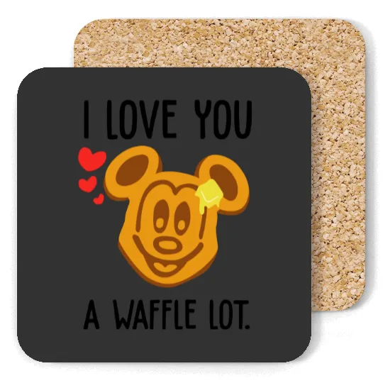 I Love You a Waffle Lot Mickey Waffle Disney Coasters, Disney Food Coasters