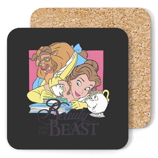 Retro Beauty and The Beast Coasters, Disney Princess Coasters, Belle Princess Coasters, Disneyworld Coasters, Disney Trip Coasters, Disney Girl Coasters