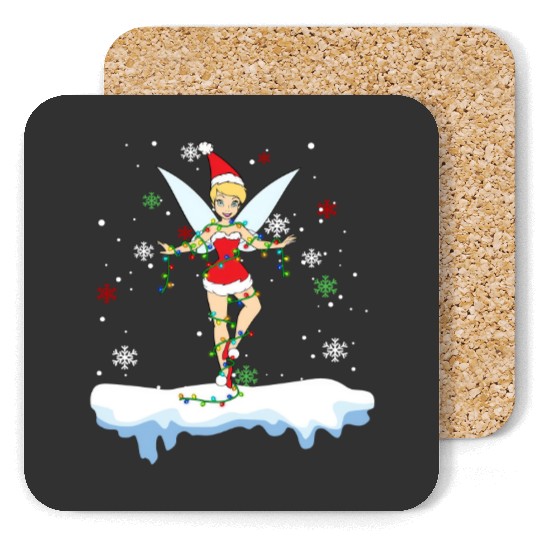 Disney Santa Tinker Bell Christmas Lights Coasters, Peter Pan Tinker Bell Snow Coasters