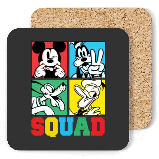 Mickey, Goofy, Donald, Pluto Squad Grid Coasters, Disney Pluto Coasters, Pluto And Friends Coasters