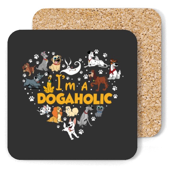 Disney Dogaholic Coasters,  Disney 101 Dalmatians Dogs, Tramp Coasters Lady Dog Mom Who Loves Disney Pluto Dog