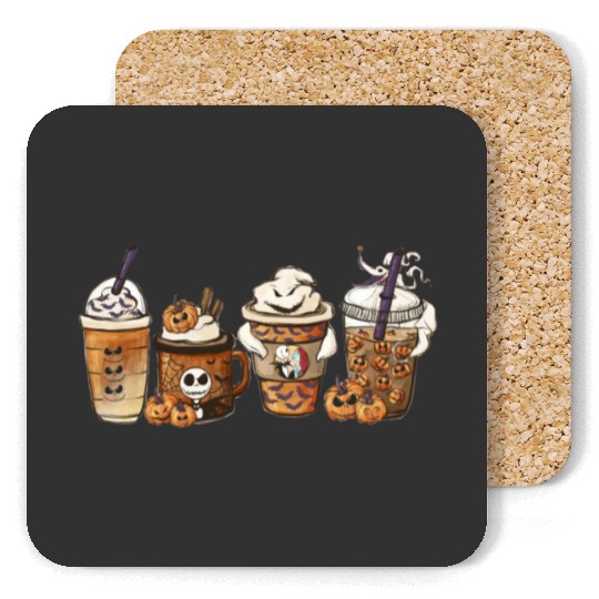 Disney The Nightmare Before Christmas Coffee Cup Coasters, Jack Skellington Sally Pumpkin Latte Coffee