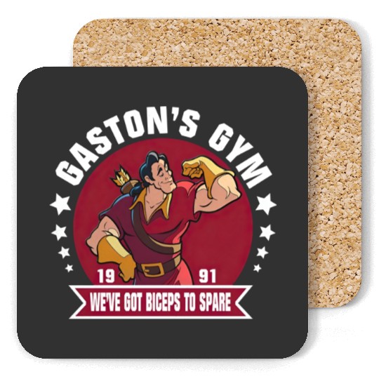 Disney Beauty and The Beast Gaston's Gym We've Got Biceps To Spare Coasters, Cartoon Coasters, Cute Coasters, Gift For Family