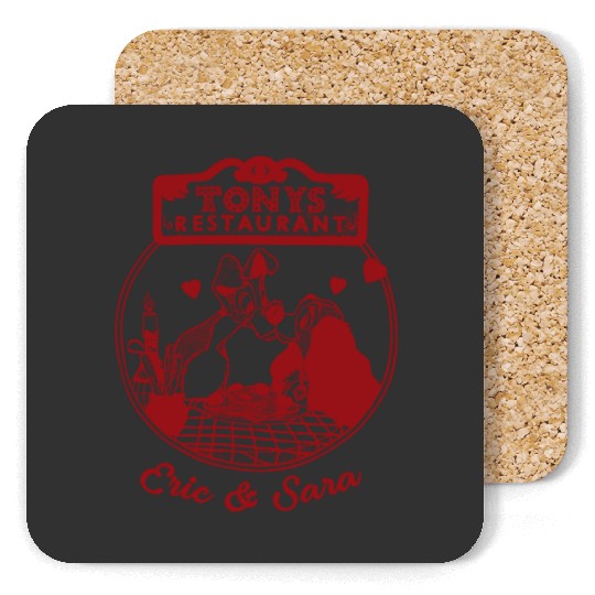 Personalized Lady and the Tramp Coasters, Disney Couple Coasters, Disney Valentine Coasters, Coasters