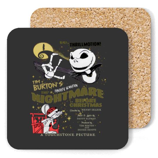 Retro The Nightmare Before Christmas Coasters, Jack Skellington Coasters, Disney Halloween Coasters