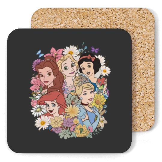 Floral Disney Princess Coasters, Disney Girl Trip Coasters, Disney Princess Coasters, Floral Disney Coasters, Disney Women Coasters