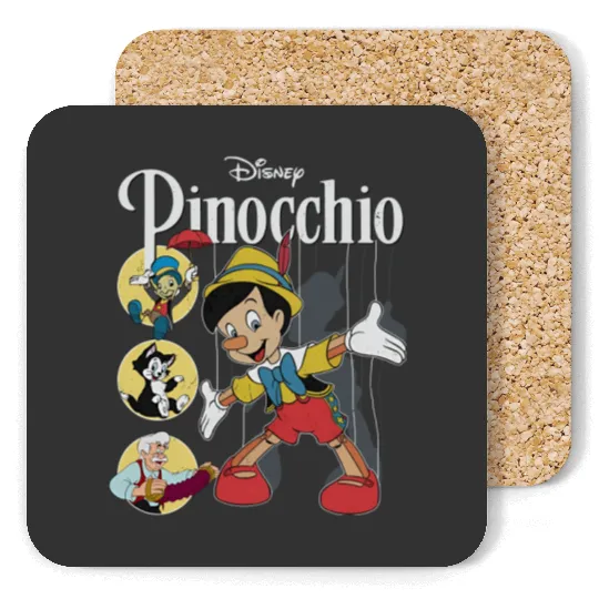 Pinocchio Vintage Movie Characters Group Shot, Disney Pinocchio Coasters