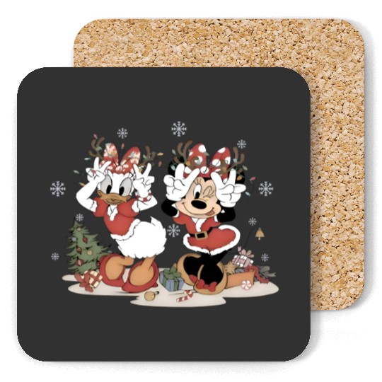Vintage Minnie Daisy Christmas  Coasters, Retro Disney Christmas Coasters