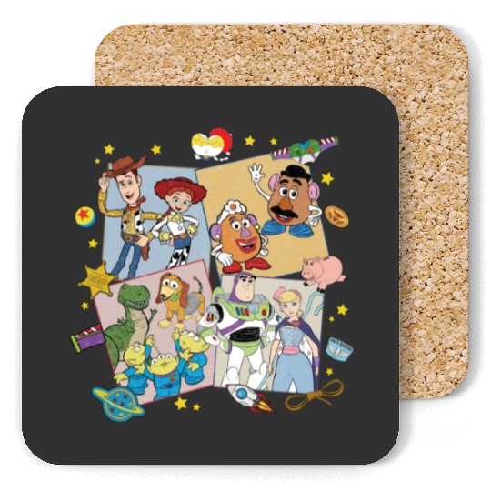 Retro Toy Story Coasters, Disney Family Coasters, Toy Story Friends tanks, Woody Jessie Buzz Lightyear, Aliens Slinky T-Rex