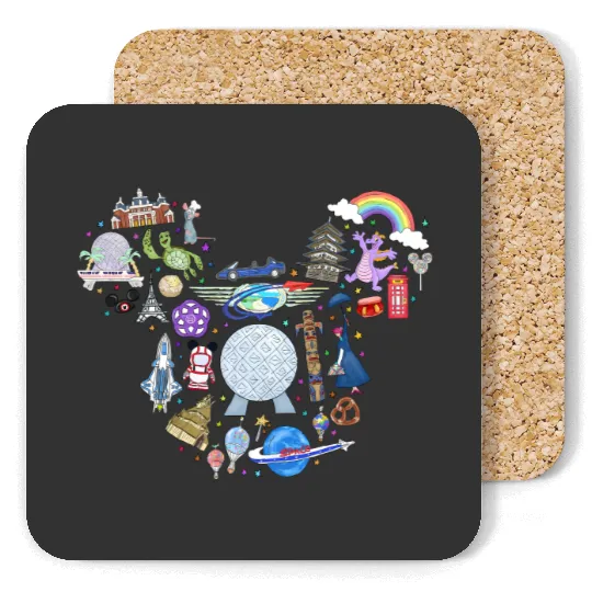 Disney Family Coasters, Disney Trip Gifts, Disney Kids Coasters, Epcot Disney Trip Coasters, Disney Epcot Coasters