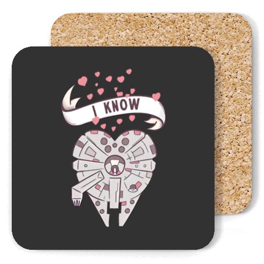 Star Wars Millennium Falcon I Know Valentine's Day Coasters, Disney Couple Coasters