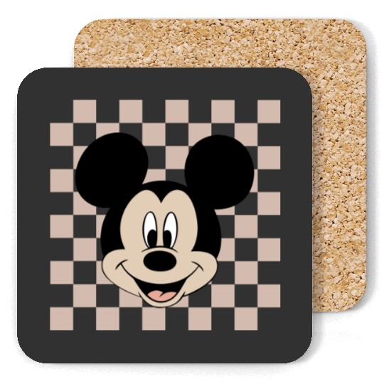 Mickey Checkered  Coasters, Vintage Mickey Mouse Coasters, Disney Family Trip Coasters